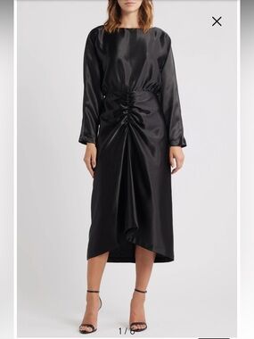 NWT Julia Jordan Sz 12 Women’s Long Sleeve Satin Cocktail Midi Dress Ret $139!